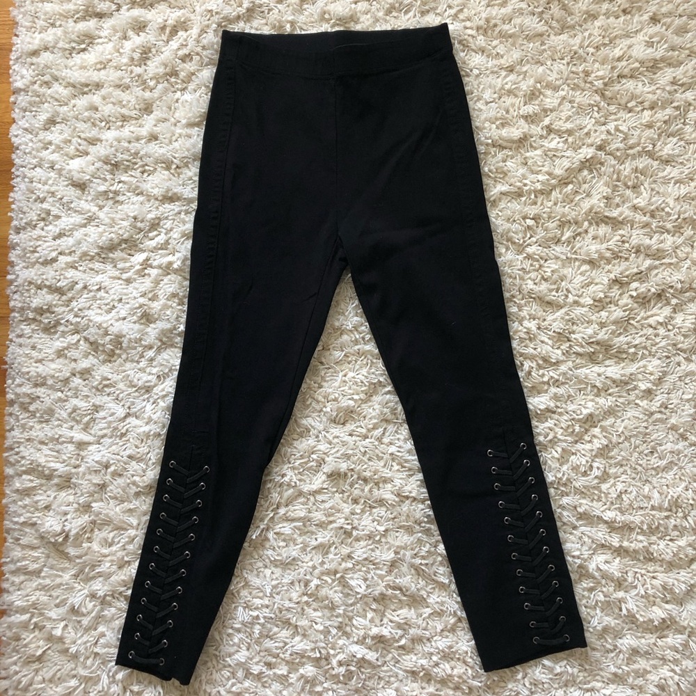 Black Lace-Up Pants